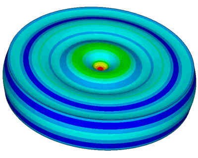 Oscillations of the piezoelectric element under voltage (blue color) Piezo element oscillations